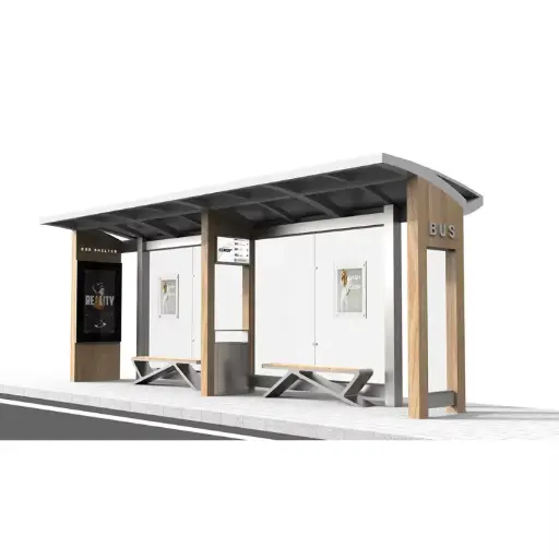 Abri bus design - imitation bois